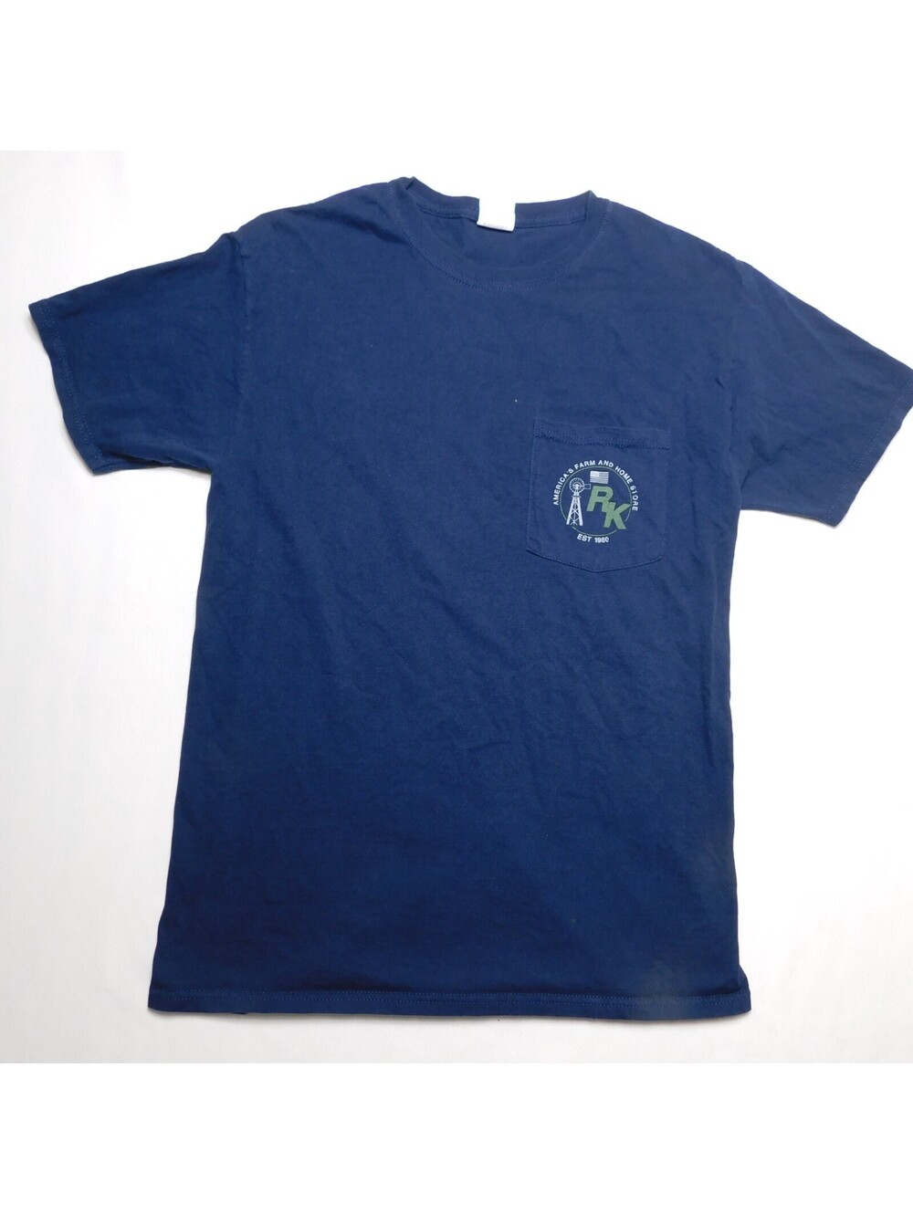 Rural King Men's Medium Navy Blue HD Cotton Front Pocket T-Shirt Est 1960 RK